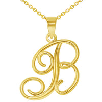 Load image into Gallery viewer, 14k Gold Cursive B Initial Pendant Necklace
