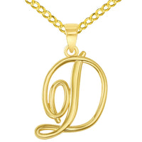 Load image into Gallery viewer, 14k Gold Cursive D Initial Pendant Necklace
