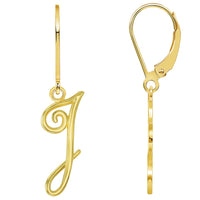 Load image into Gallery viewer, 14k Gold Cursive Initial Dangle Drop Earrings

