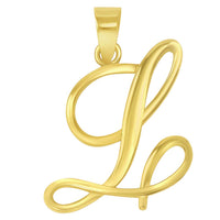 Load image into Gallery viewer, 14k Gold Cursive L Initial Pendant Necklace
