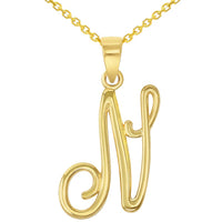 Load image into Gallery viewer, 14k Gold Cursive N Initial Pendant Necklace
