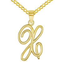 Load image into Gallery viewer, 14k Gold Cursive X Initial Pendant Necklace
