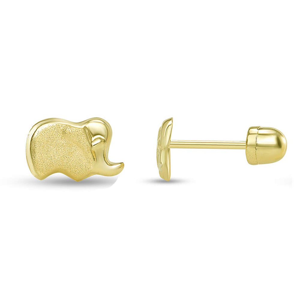 14k Gold Dainty Mini Elephant Stud Earrings