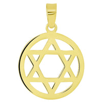 Load image into Gallery viewer, 14k Gold David Round Jewish Star Pendant Necklace
