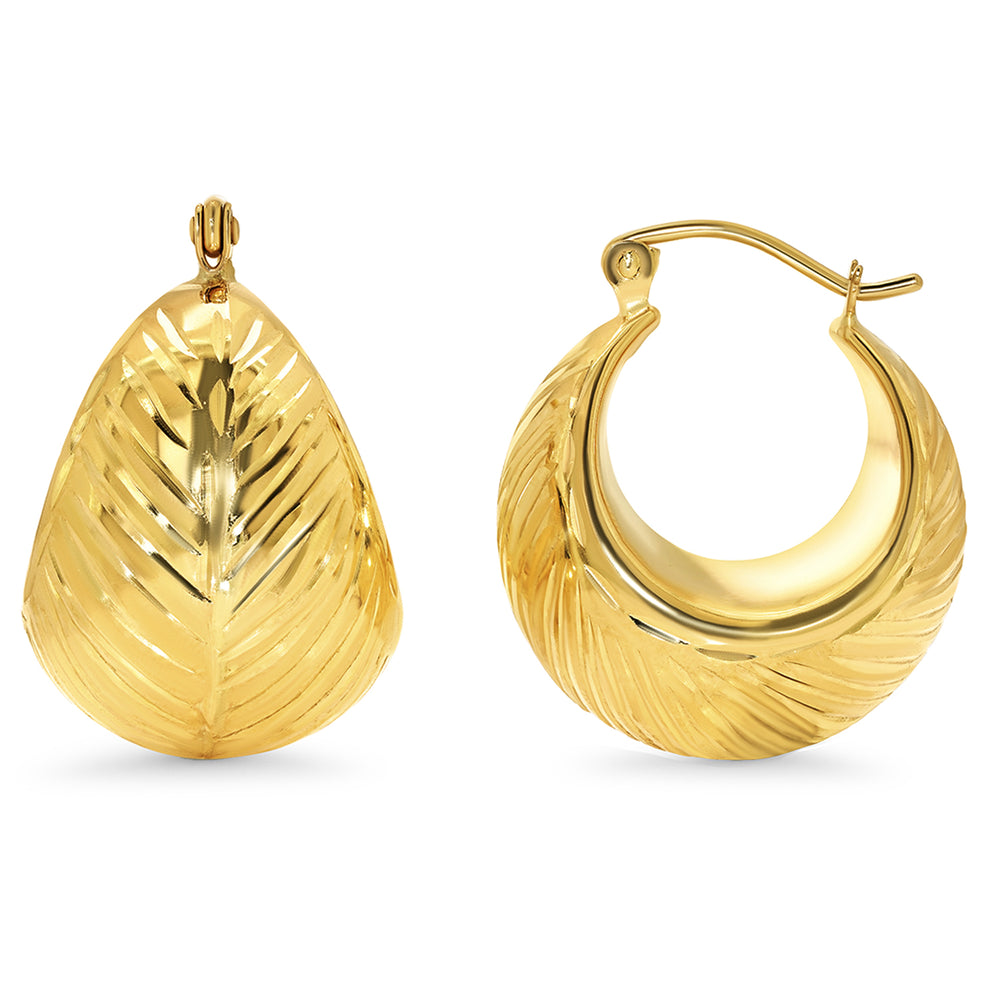 14k Gold Diamond Cut Bold Dome Hoop Earrings