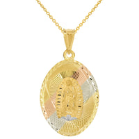 Load image into Gallery viewer,  14K Gold Diamond-Cut Lady of Guadalupe Pendant
