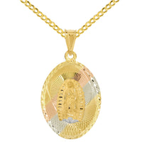 Load image into Gallery viewer,  14K Gold Diamond-Cut Lady of Guadalupe Pendant
