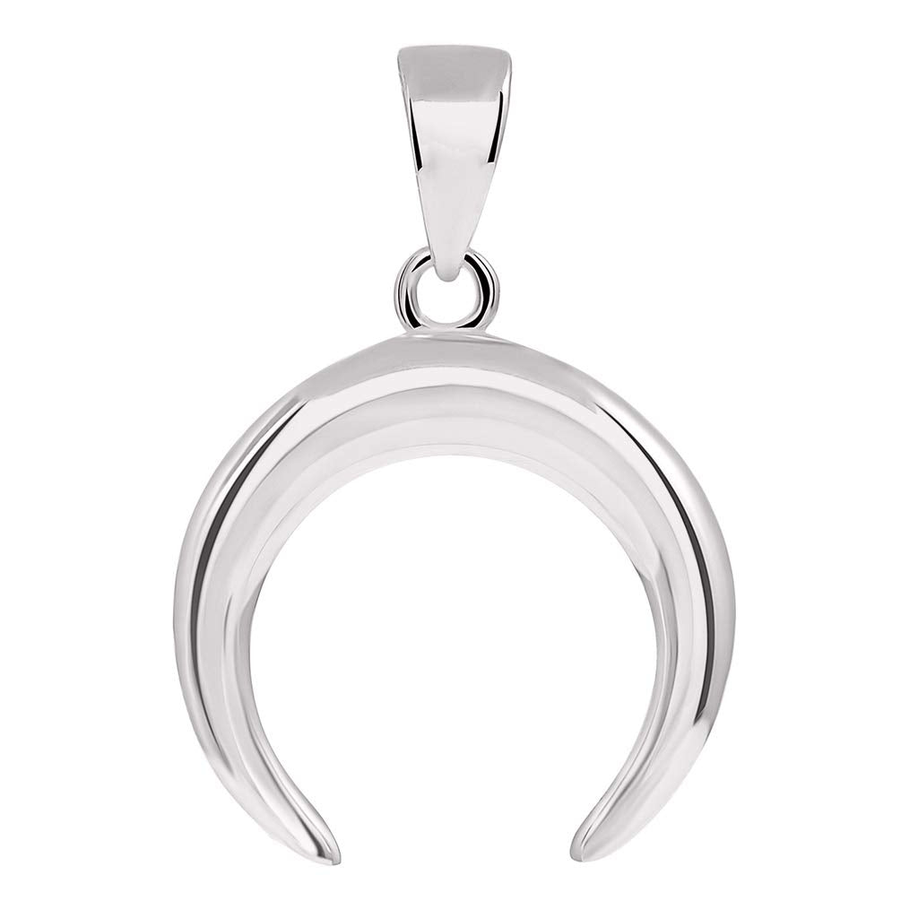14k Gold Double Horn Crescent Moon Pendant