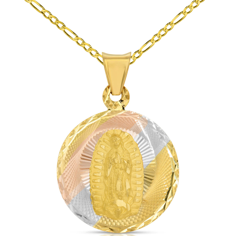 14K Gold Double-Sided Jesus Crucifix Pendant 