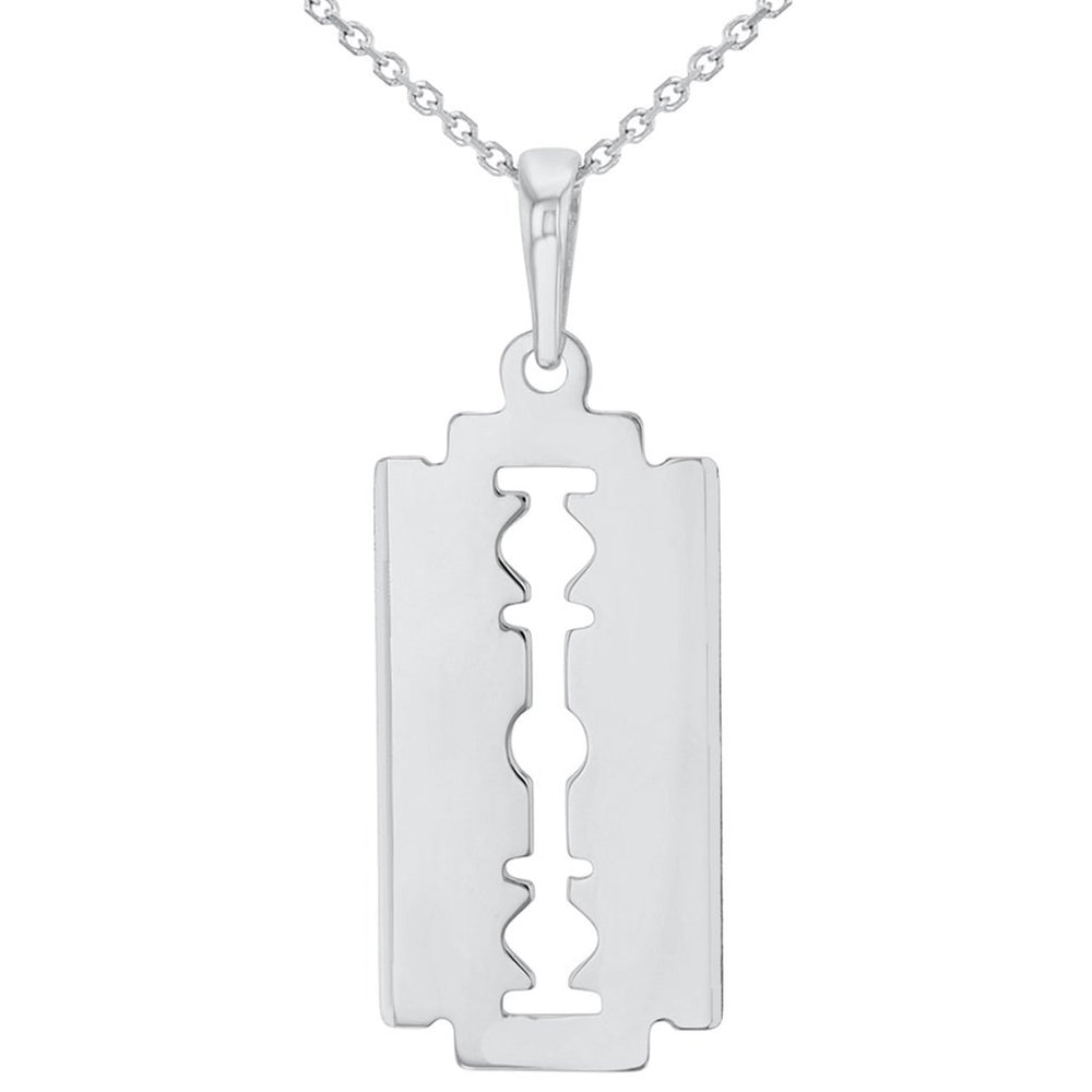 14K Gold Edged Razor Blade Pendant Necklace