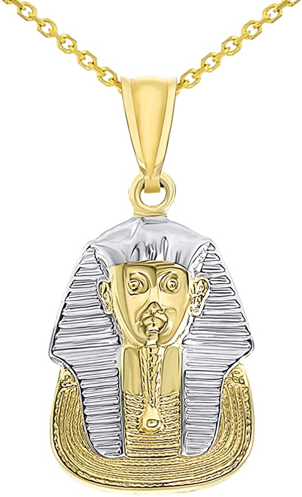 14k Gold Egyptian Pharaoh King Pendant Necklace