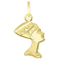 Load image into Gallery viewer, 14k Yellow Gold Head of Egyptian Queen Nefertiti Pendant Necklace - Available with Rolo, Curb, or Figaro Chain Necklaces

