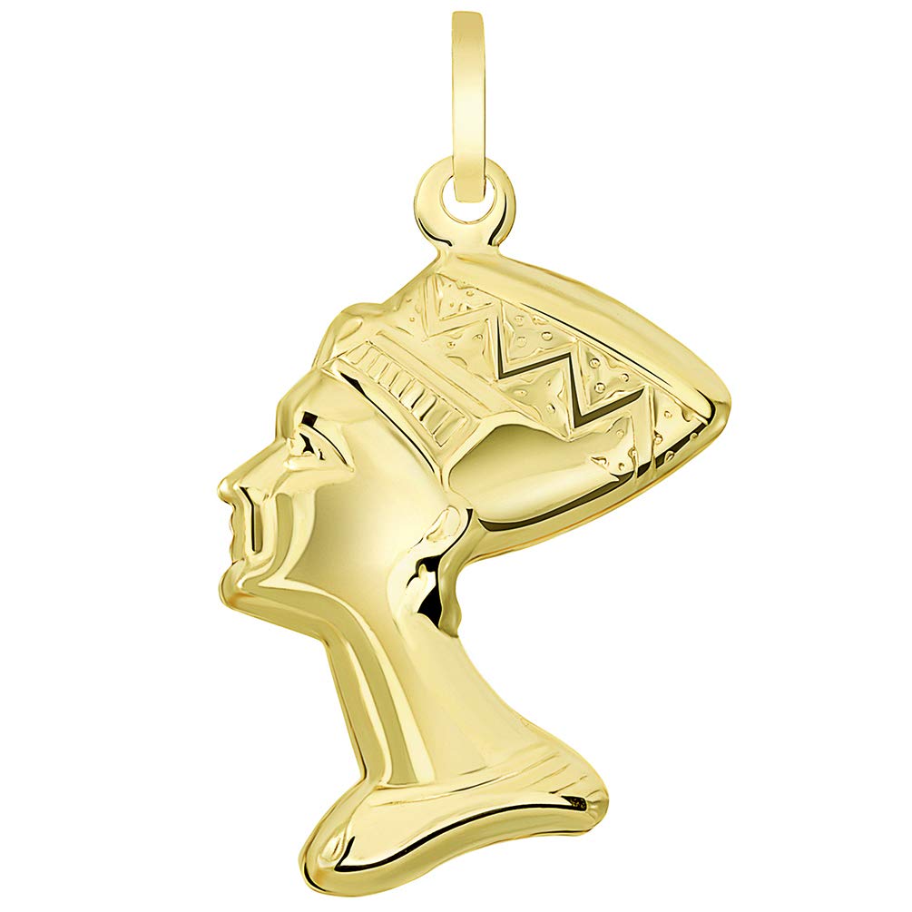 14k Gold Egyptian Queen Head Nefertiti Pendant