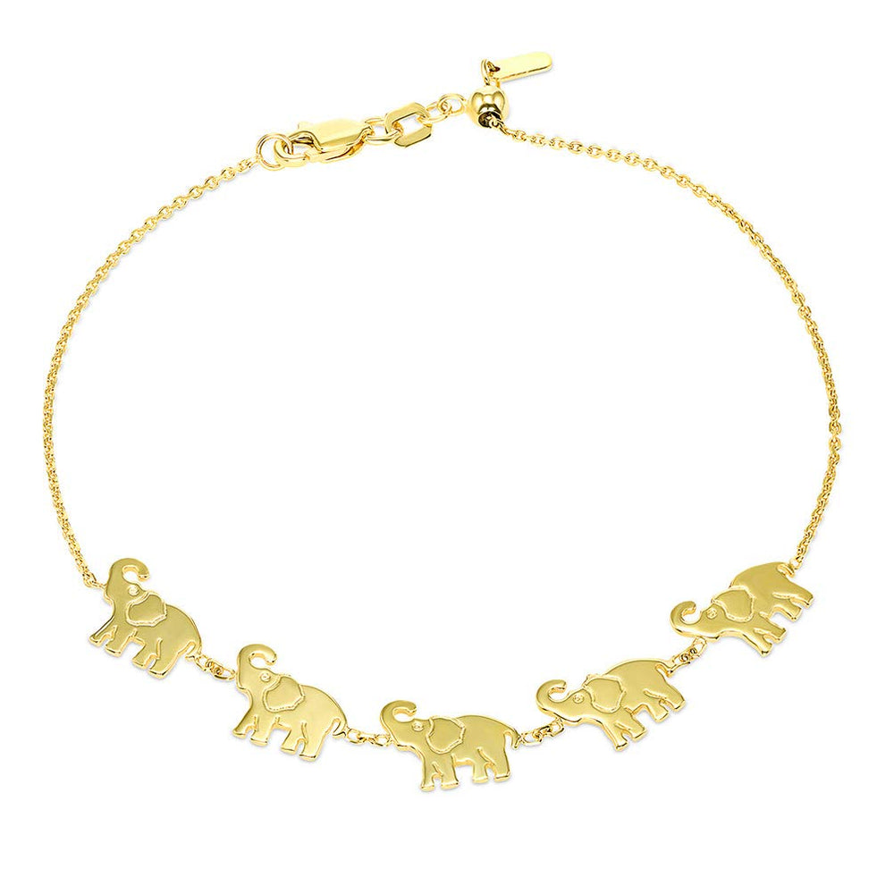 14k Gold Adjustable Elephant Cable Bracelet