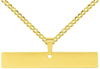 Load image into Gallery viewer, 14k Gold Engravable Horizontal Bar Charm Pendant

