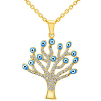 Load image into Gallery viewer, 14k Gold Evil Eye Tree of Life Pendant Necklace
