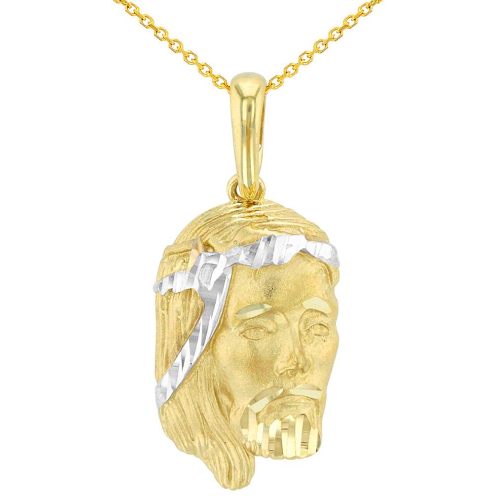 14K Gold Face of Jesus Christ Pendant Necklace