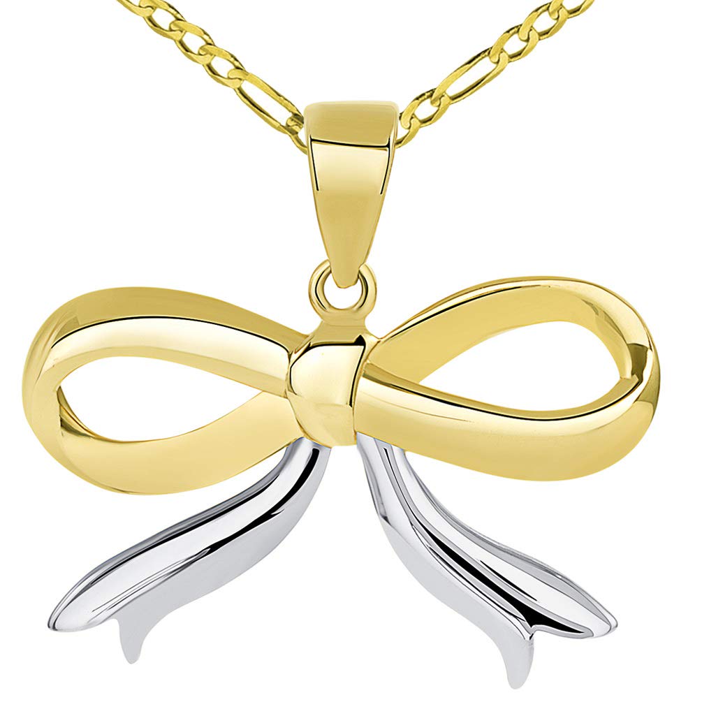 14k Gold Fancy Two Tone Ribbon Knot Tied Pendant