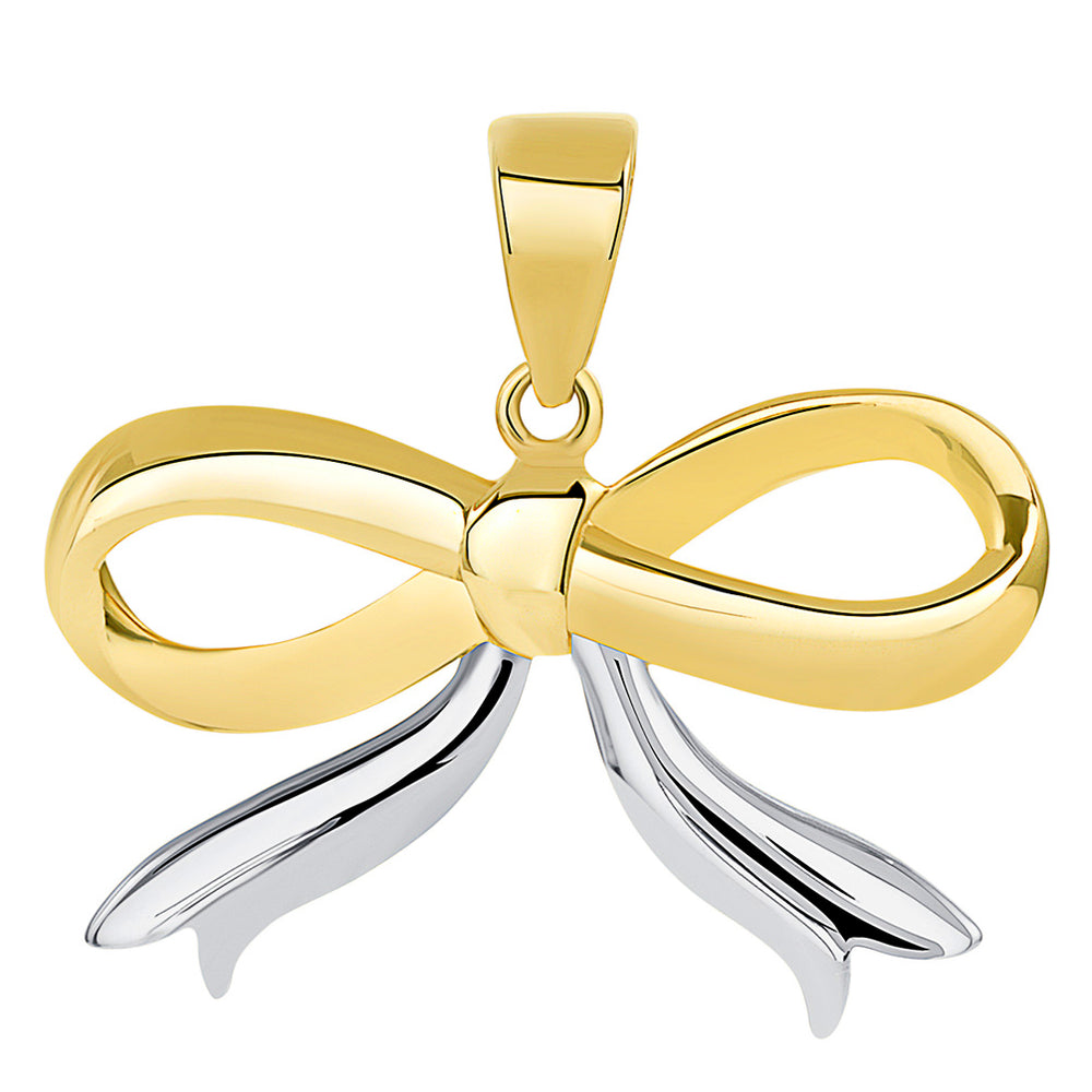 14k Gold Fancy Two Tone Ribbon Knot Tied Pendant