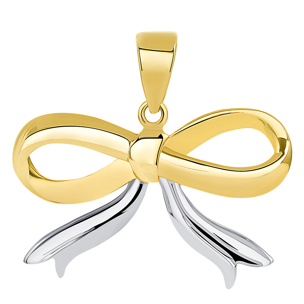 14k Gold Fancy Two Tone Ribbon Knot Tied Pendant