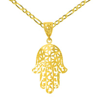 Load image into Gallery viewer, 14K Gold Filigree Hamsa Hand of Fatima Pendant
