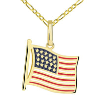 Load image into Gallery viewer, 14k Gold Flag of the USA Pendant Necklace
