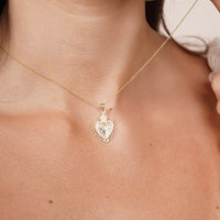 Load image into Gallery viewer, 14K Gold Flaming Sacred Heart Cross Pendant
