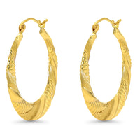 Load image into Gallery viewer, 14k Gold Flat Tapered Hoop Earrings Hinged Back
