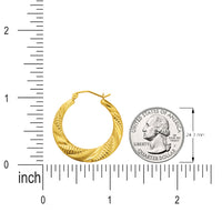 Load image into Gallery viewer, 14k Gold Flat Tapered Hoop Earrings with Hinged Back (measuring in inch)
