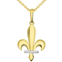 Load image into Gallery viewer, 14k Gold Fleur de Lis Bosnian Pendant Necklace

