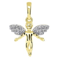 Load image into Gallery viewer, 14k Gold Flying Guardian Angel with CZ Wings Pendant
