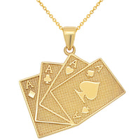 Load image into Gallery viewer, 14K Gold Four of a Kind Aces Poker Hand Pendant
