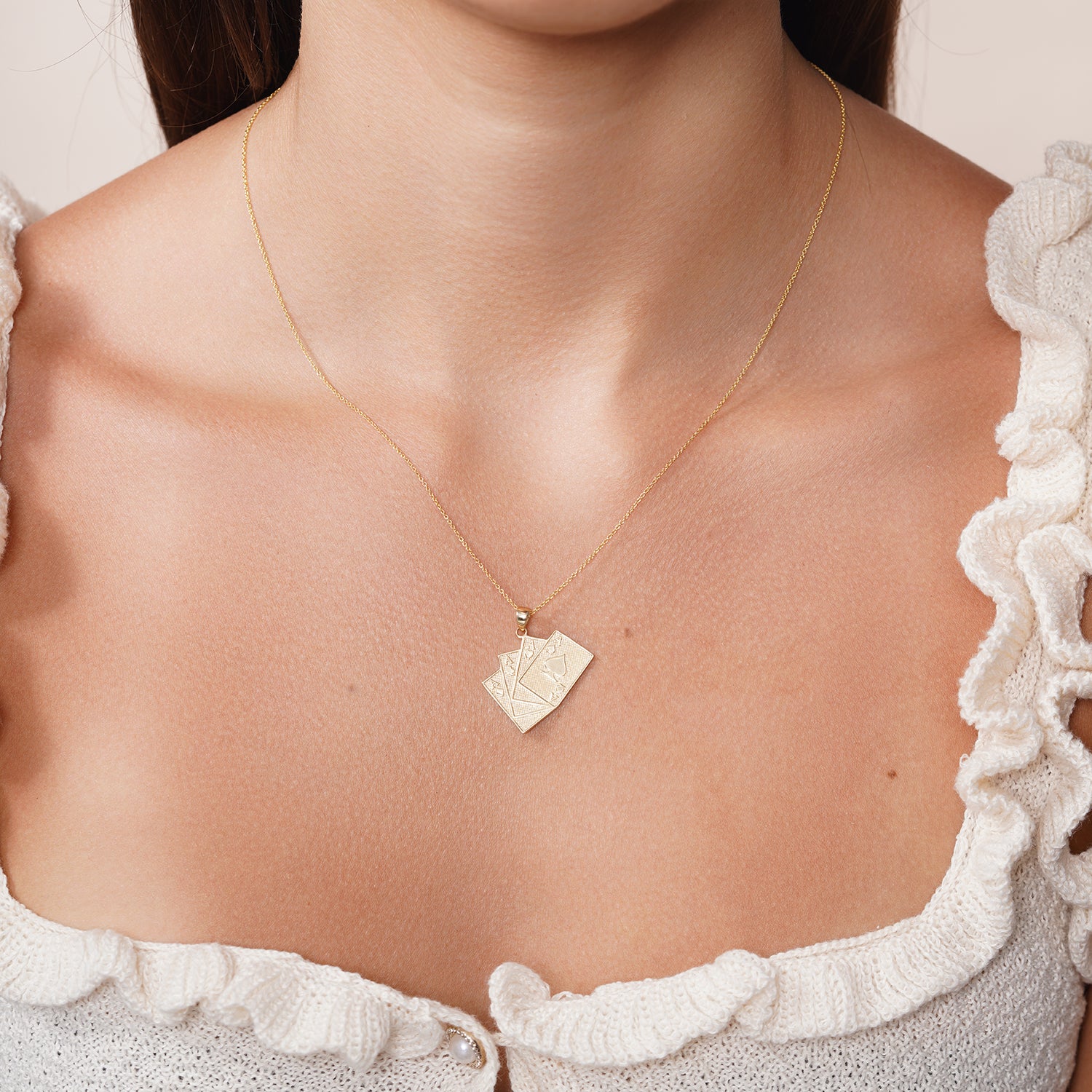 14K Gold Four of a Kind Aces Poker Hand Pendant | Jewelry America