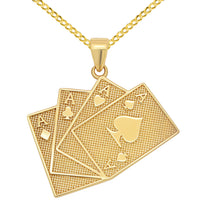 Load image into Gallery viewer, 14K Gold Four of a Kind Aces Poker Hand Pendant
