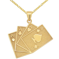 Load image into Gallery viewer, 14K Gold Four of a Kind Aces Poker Hand Pendant
