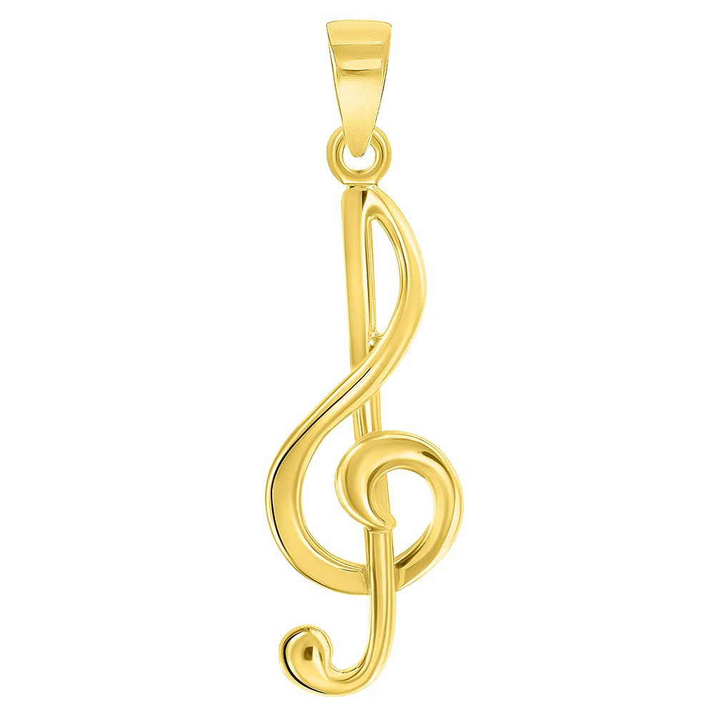 14k Gold G Clef Musical Music Note Pendant