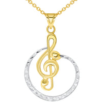 Load image into Gallery viewer, 14k Gold G Clef Musical Note Pendant Necklace
