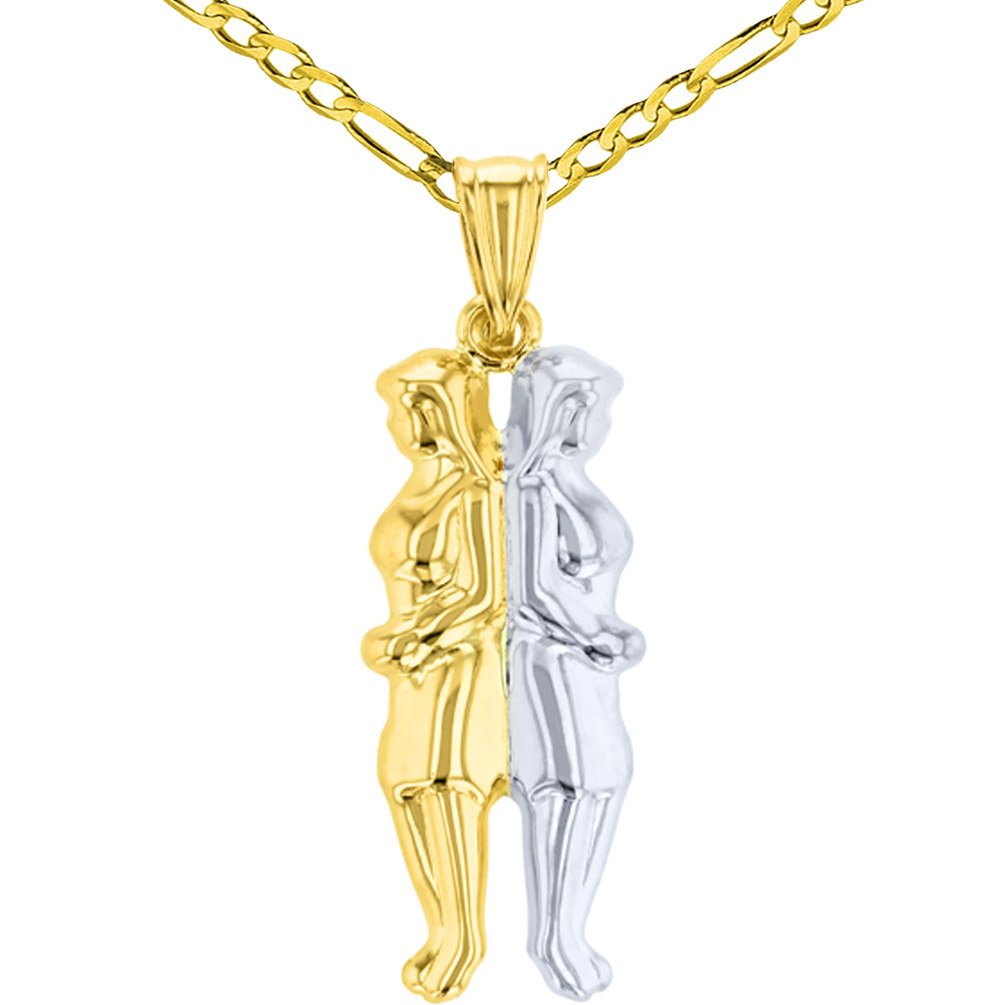  14K Gold Gemini Pendant Zodiac Sign Necklace