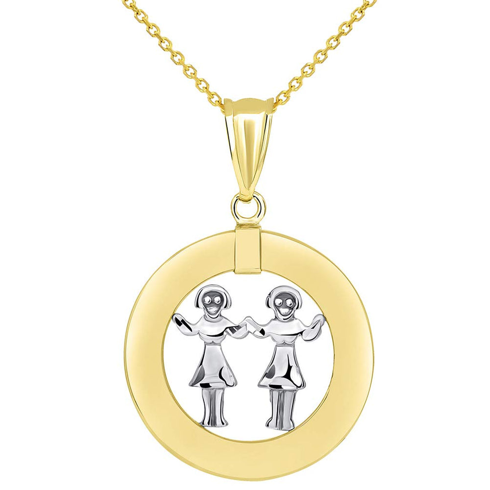 14k Gold Gemini Zodiac Sign Pendant Necklace
