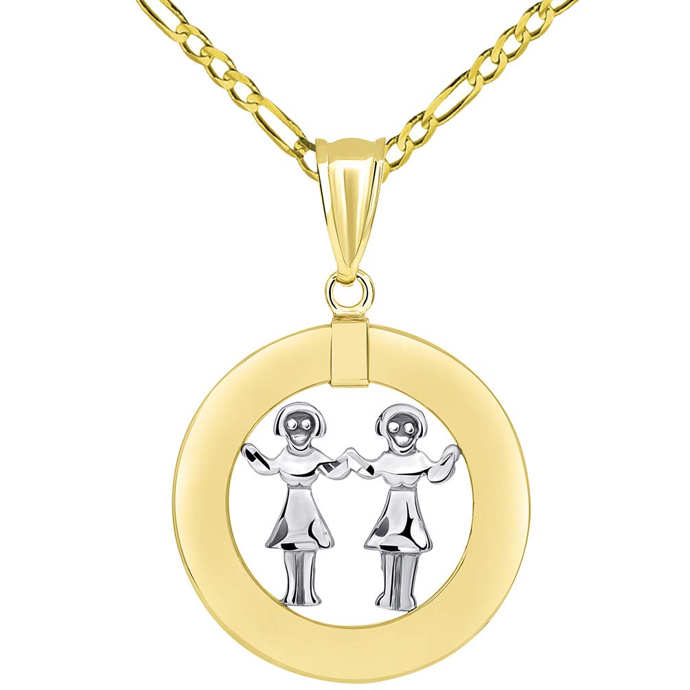14k Gold Gemini Zodiac Sign Pendant Necklace