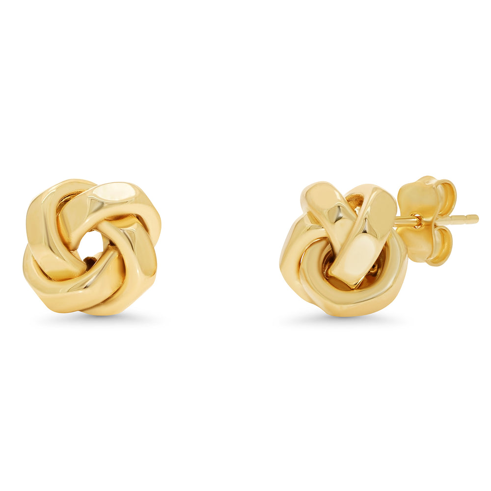 14k Gold Hammered Woven Love Knot Stud Earring