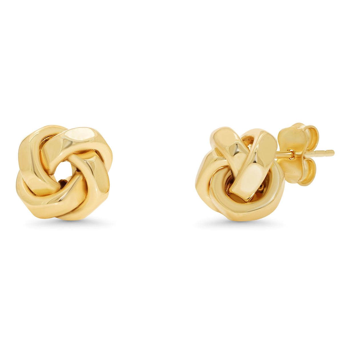 14k Gold Hammered Woven Love Knot Stud Earring