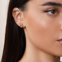 Load image into Gallery viewer, 14k Gold Hammered Woven Love Knot Stud Earring
