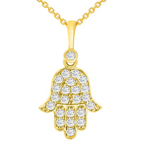 Load image into Gallery viewer, 14k Gold Hamsa Hand of Fatima Pendant Necklace
