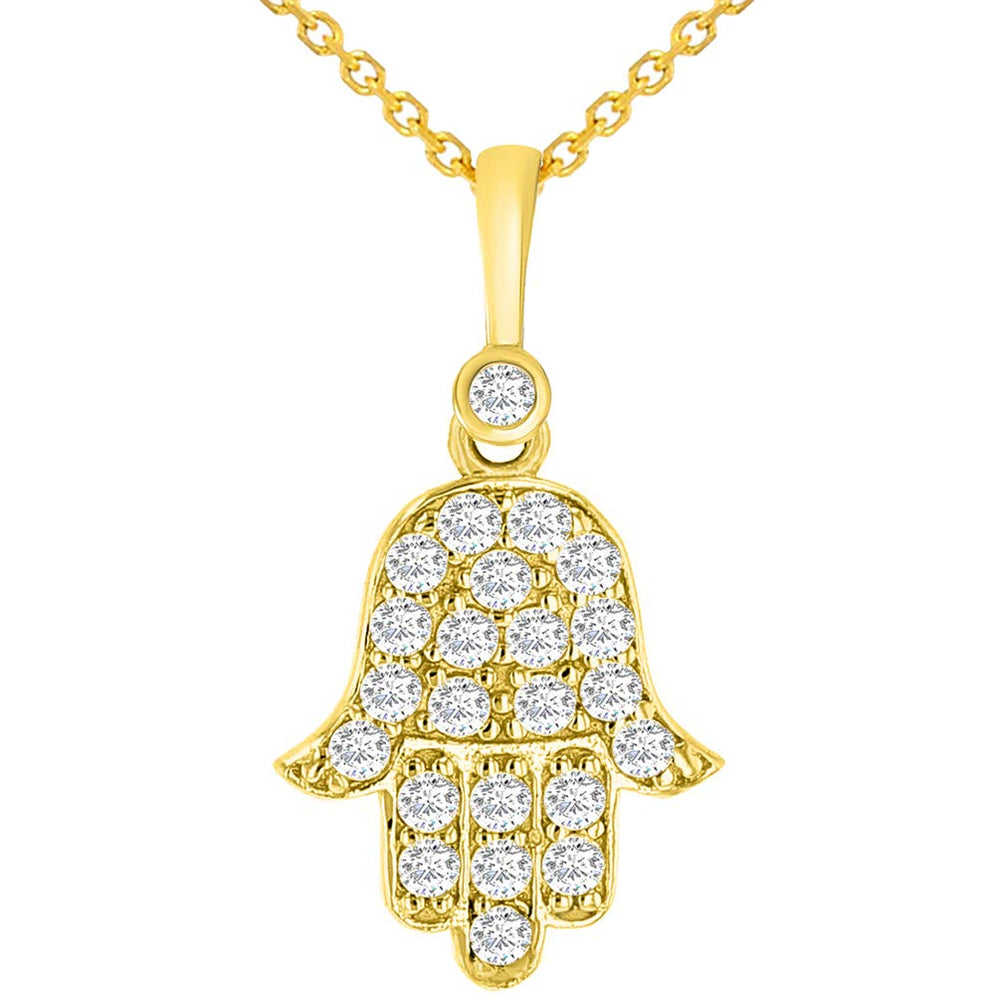 14k Gold Hamsa Hand of Fatima Pendant Necklace