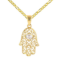 Load image into Gallery viewer, 14K Gold Hamsa Hand of Fatima Pendant Necklace 
