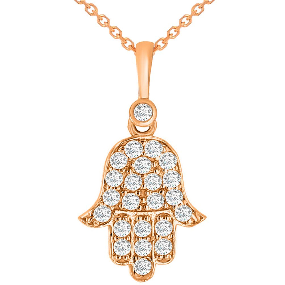 14k Gold Hamsa Hand of Fatima Pendant Necklace