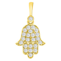Load image into Gallery viewer, 14k Gold Hamsa Hand of Fatima Pendant Necklace
