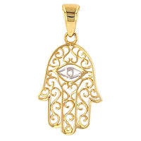 Load image into Gallery viewer, 14K Gold Hamsa Hand of Fatima Pendant 
