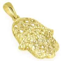 Load image into Gallery viewer, 14K Gold Hamsa Hand of Fatima with Evil Eye Pendant
